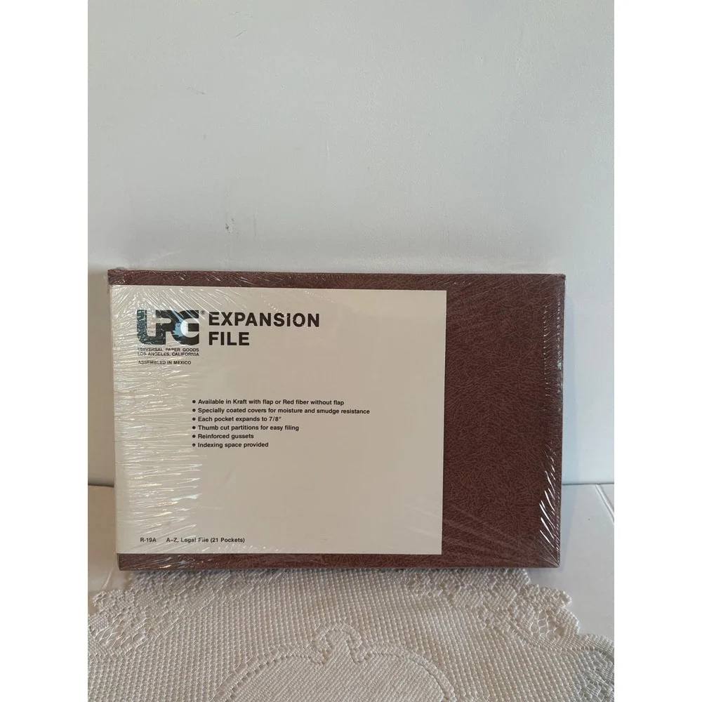 UPG R-19A Expansion File A-Z Legal Size 21 Pockets Red Fiber Brown NEW